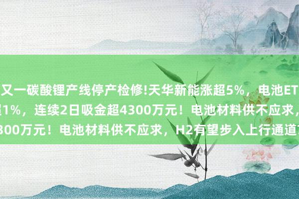 又一碳酸锂产线停产检修!天华新能涨超5%，电池ETF汇添富(159796)涨超1%，连续2日吸金超4300万元！电池材料供不应求，H2有望步入上行通道?