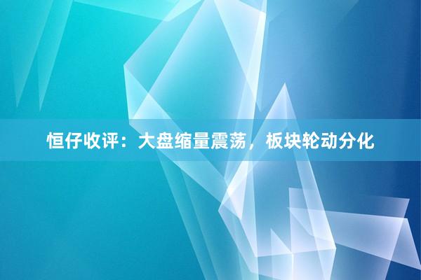 恒仔收评：大盘缩量震荡，板块轮动分化
