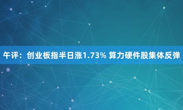 午评：创业板指半日涨1.73% 算力硬件股集体反弹