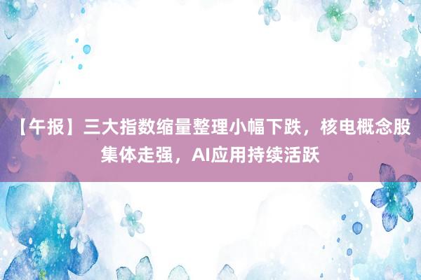 【午报】三大指数缩量整理小幅下跌，核电概念股集体走强，AI应用持续活跃