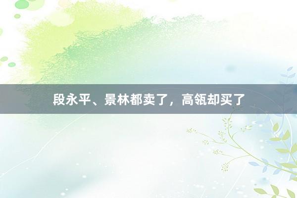 段永平、景林都卖了，高瓴却买了
