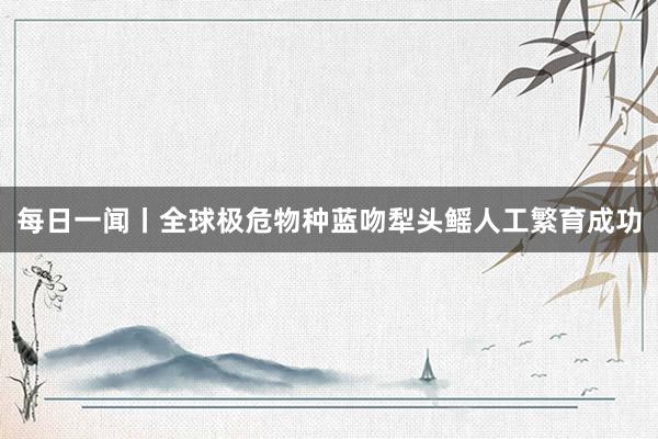 每日一闻丨全球极危物种蓝吻犁头鳐人工繁育成功
