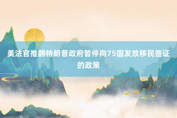 美法官推翻特朗普政府暂停向75国发放移民签证的政策
