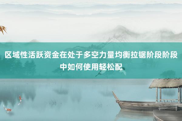 区域性活跃资金在处于多空力量均衡拉锯阶段阶段中如何使用轻松配