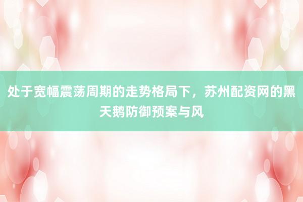 处于宽幅震荡周期的走势格局下，苏州配资网的黑天鹅防御预案与风