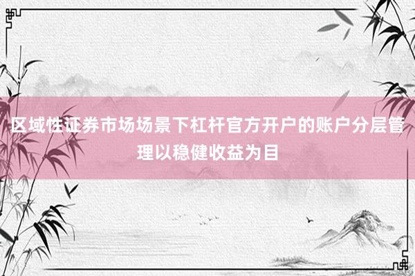 区域性证券市场场景下杠杆官方开户的账户分层管理以稳健收益为目