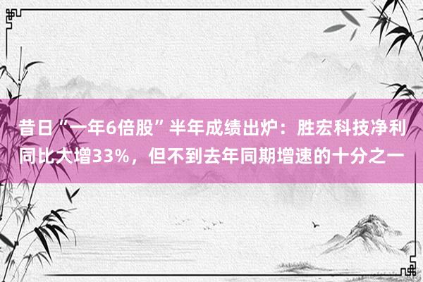 昔日“一年6倍股”半年成绩出炉：胜宏科技净利同比大增33%，但不到去年同期增速的十分之一