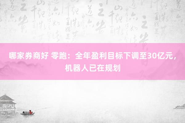 哪家券商好 零跑：全年盈利目标下调至30亿元，机器人已在规划