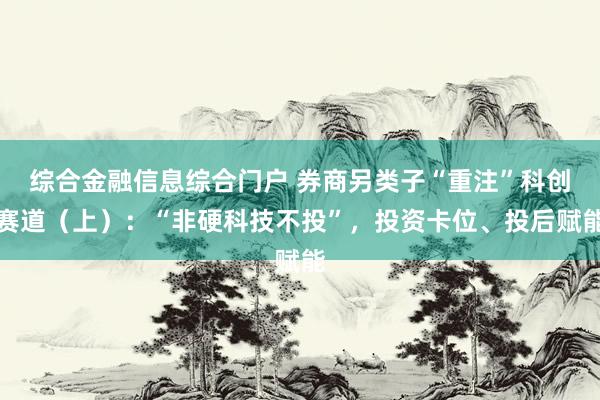 综合金融信息综合门户 券商另类子“重注”科创赛道（上）：“非硬科技不投”，投资卡位、投后赋能
