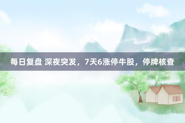 每日复盘 深夜突发，7天6涨停牛股，停牌核查
