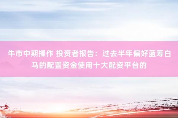 牛市中期操作 投资者报告：过去半年偏好蓝筹白马的配置资金使用十大配资平台的