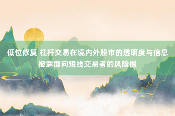 低位修复 杠杆交易在境内外股市的透明度与信息披露面向短线交易者的风险提