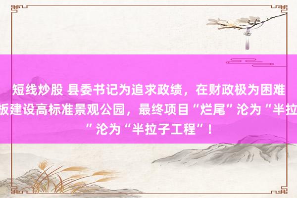 短线炒股 县委书记为追求政绩，在财政极为困难情况下拍板建设高标准景观公园，最终项目“烂尾”沦为“半拉子工程”！